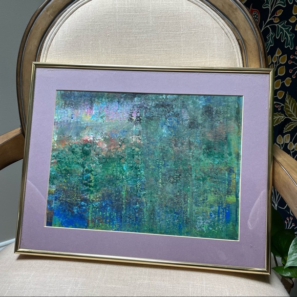 Framed hand painted large Abstract art in purple matting & Gold Frame - Picture 9 of 14